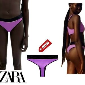 Zara purple colour block cheeky bikini bottoms Sz S NWT